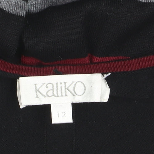 Kaliko Women Black Striped Fit & Flare Knit Dress Size 12