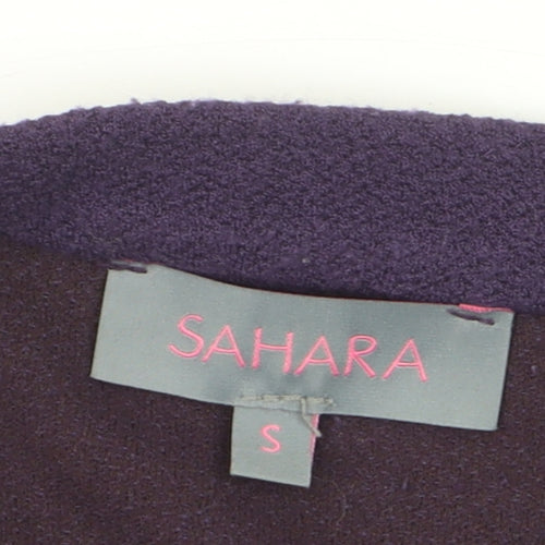 Sahara Women’s Purple Knit Shift Dress S 3/4 Sleeve Button High Neck