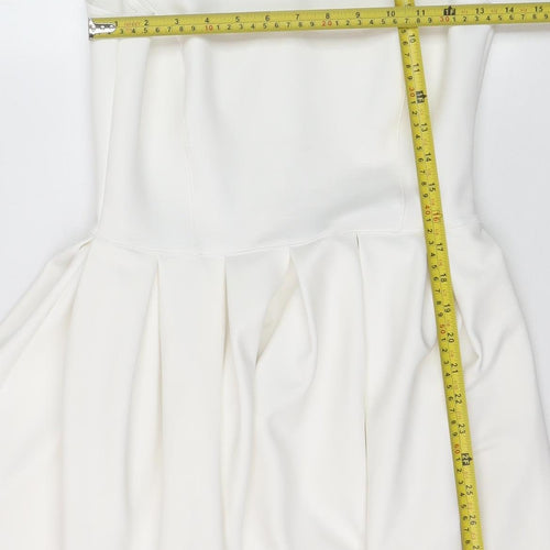 Superdry Women's White Skater Dress S Sleeveless Beaded Neckline