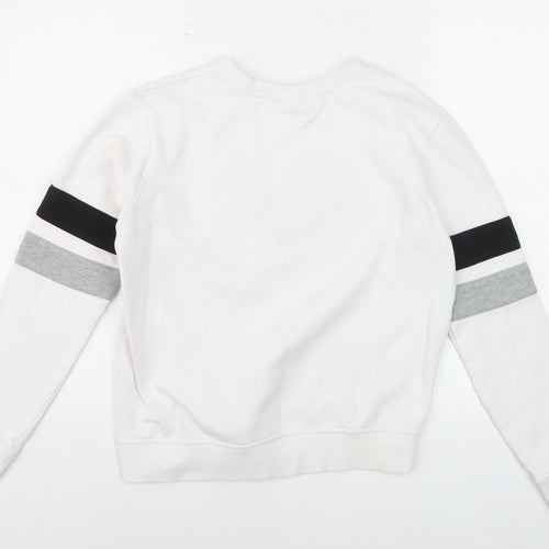 FILA Boys White Small Pullover Sweatshirt with Logo and Colourblock Sleeves