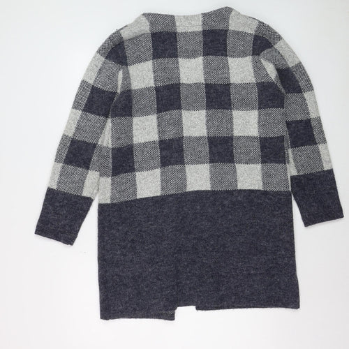 Paramour Women's Grey Check Knit Longline Cardigan Size L