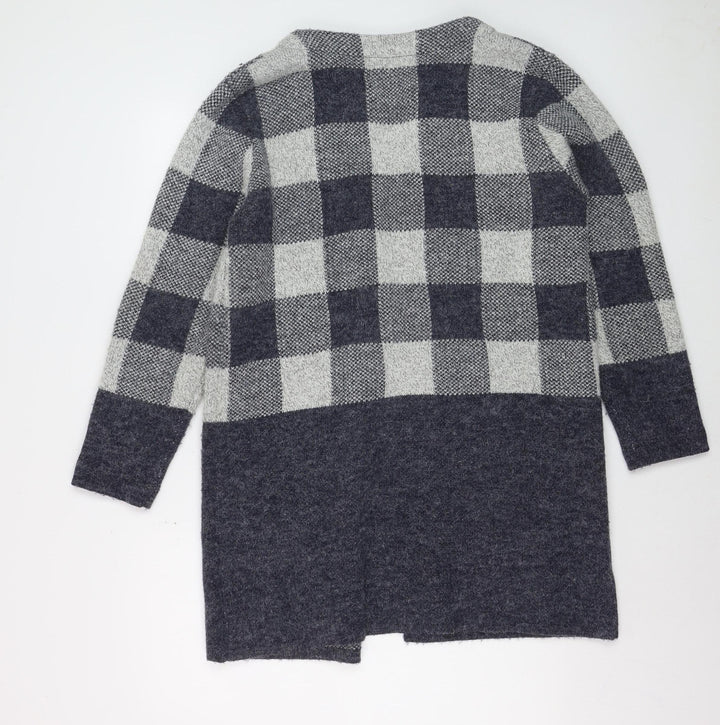 Paramour Women's Grey Check Knit Longline Cardigan Size L