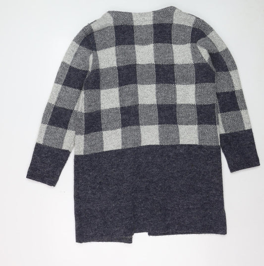Paramour Women's Grey Check Knit Longline Cardigan Size L