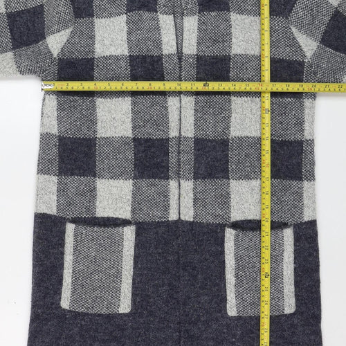 Paramour Women's Grey Check Knit Longline Cardigan Size L