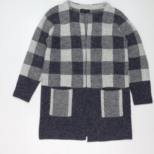 Paramour Women's Grey Check Knit Longline Cardigan Size L