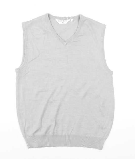 Bar Harbour Men’s Grey V-Neck Sleeveless Merino Wool Blend Vest M