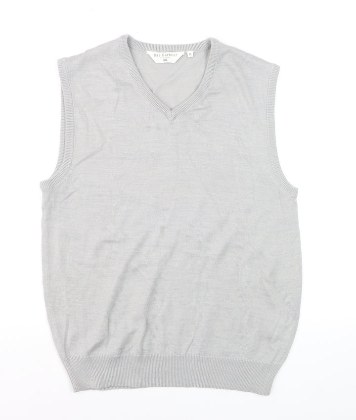 Bar Harbour Men’s Grey V-Neck Sleeveless Merino Wool Blend Vest M