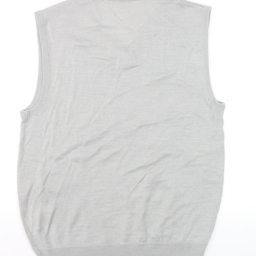 Bar Harbour Men’s Grey V-Neck Sleeveless Merino Wool Blend Vest M