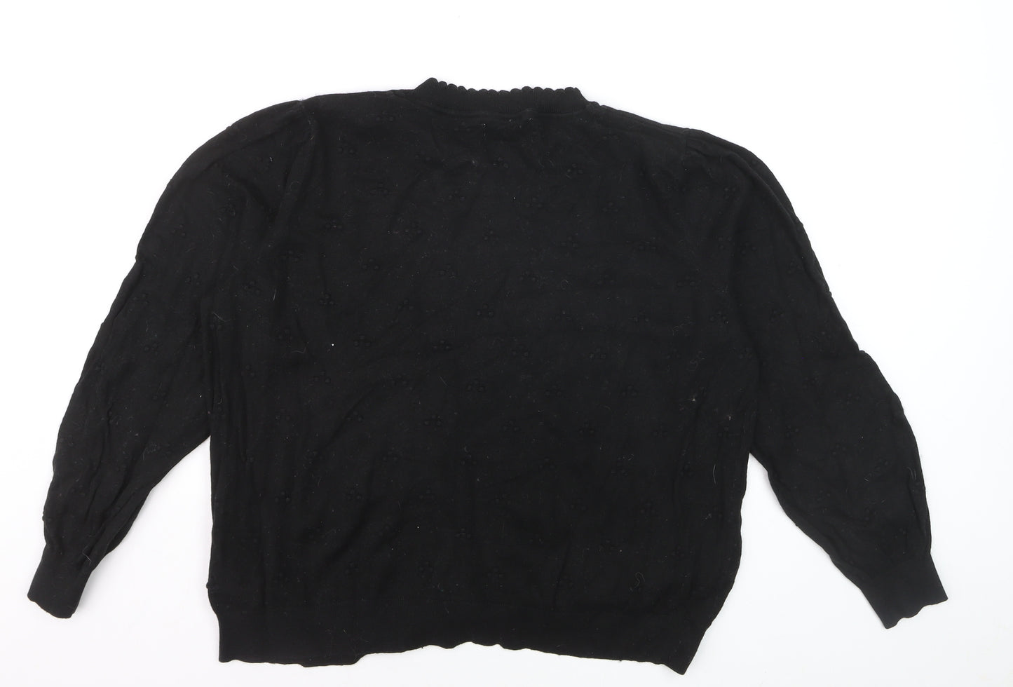 Fat Face Women Black Cotton Wool Long Sleeve Crew Neck Jumper Size 22