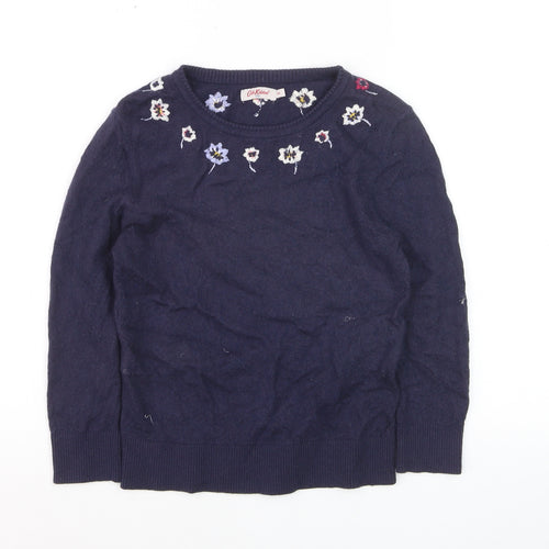 Cath Kidston Womens Blue Embroidered Floral Wool Jumper XS