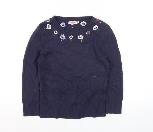 Cath Kidston Womens Blue Embroidered Floral Wool Jumper XS