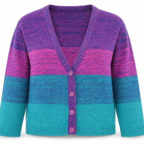 ASOS Women Multicoloured L Striped Knit V-Neck Cardigan