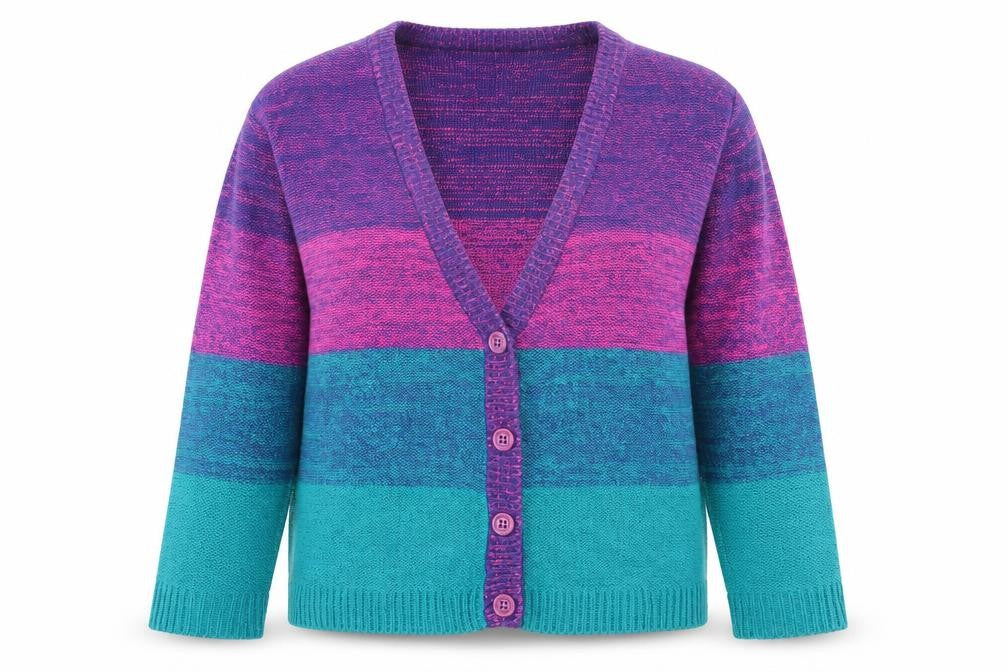 ASOS Women Multicoloured L Striped Knit V-Neck Cardigan