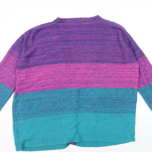 ASOS Women Multicoloured L Striped Knit V-Neck Cardigan