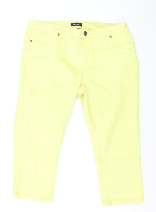 Suko Jeans Women’s Yellow Cropped Slim Stretch Trousers Size 12
