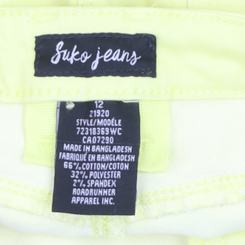 Suko Jeans Women’s Yellow Cropped Slim Stretch Trousers Size 12