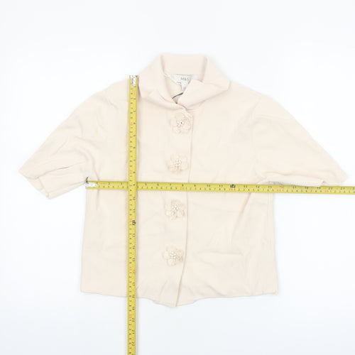 Marks and Spencer Women Beige Collared Short Sleeve Knit Blouse S