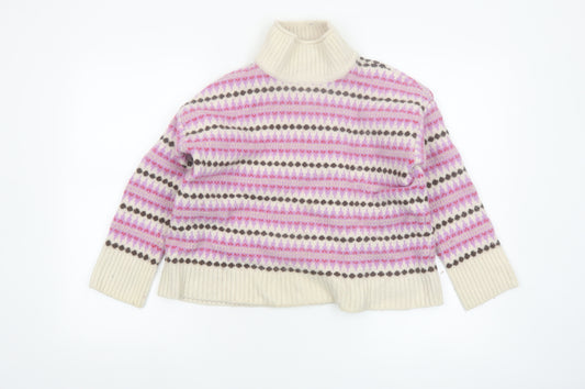 Barbour Women's Multicoloured Roll Neck Wool Jumper Size 12