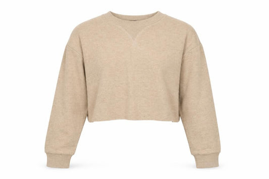 Front view of Zara Women Beige Crew Neck Knit jumper, size 12