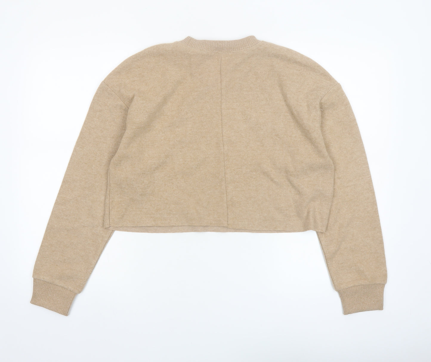 Zara Women Beige Crew Neck Knit Pullover Jumper Size 12