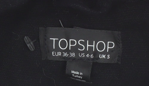 Topshop Womens Black Sequin Cropped Bomber Jacket Size S