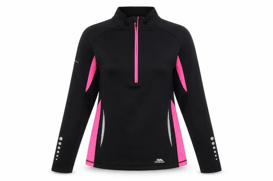 Trespass Womens Black Pink 1/4 Zip Long Sleeve Active Pullover UK 12