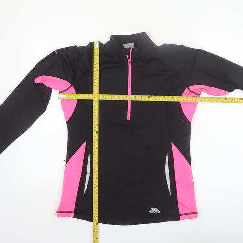 Trespass Womens Black Pink 1/4 Zip Long Sleeve Active Pullover UK 12