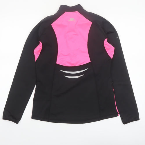 Trespass Womens Black Pink 1/4 Zip Long Sleeve Active Pullover UK 12
