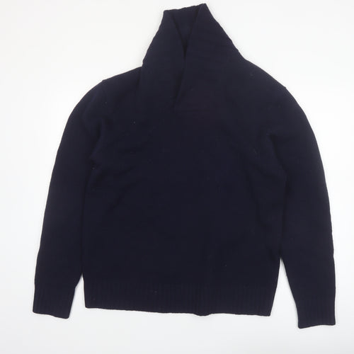 Boden Men's Blue Lambswool Shawl Neck Jumper Size L