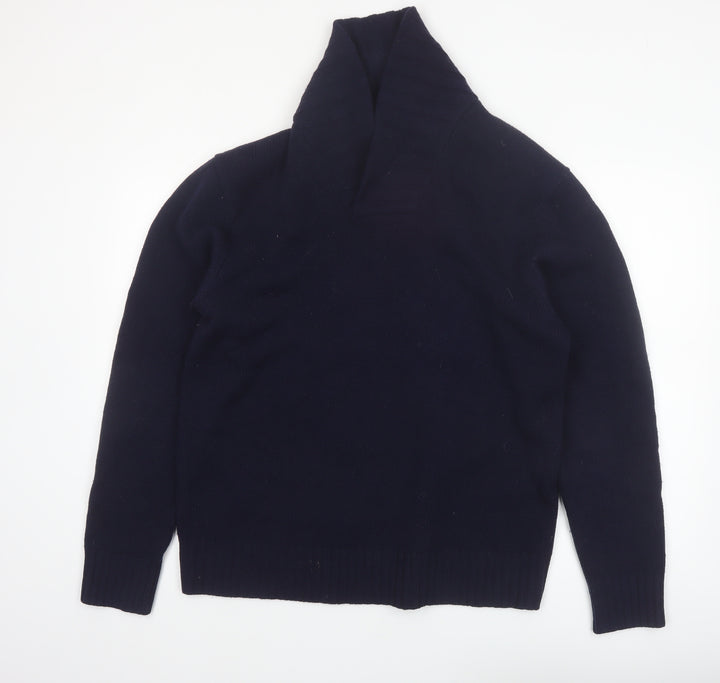 Boden Men's Blue Lambswool Shawl Neck Jumper Size L