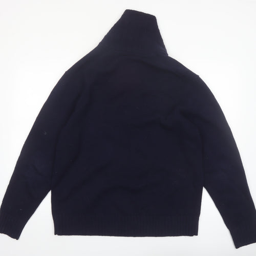 Boden Men's Blue Lambswool Shawl Neck Jumper Size L