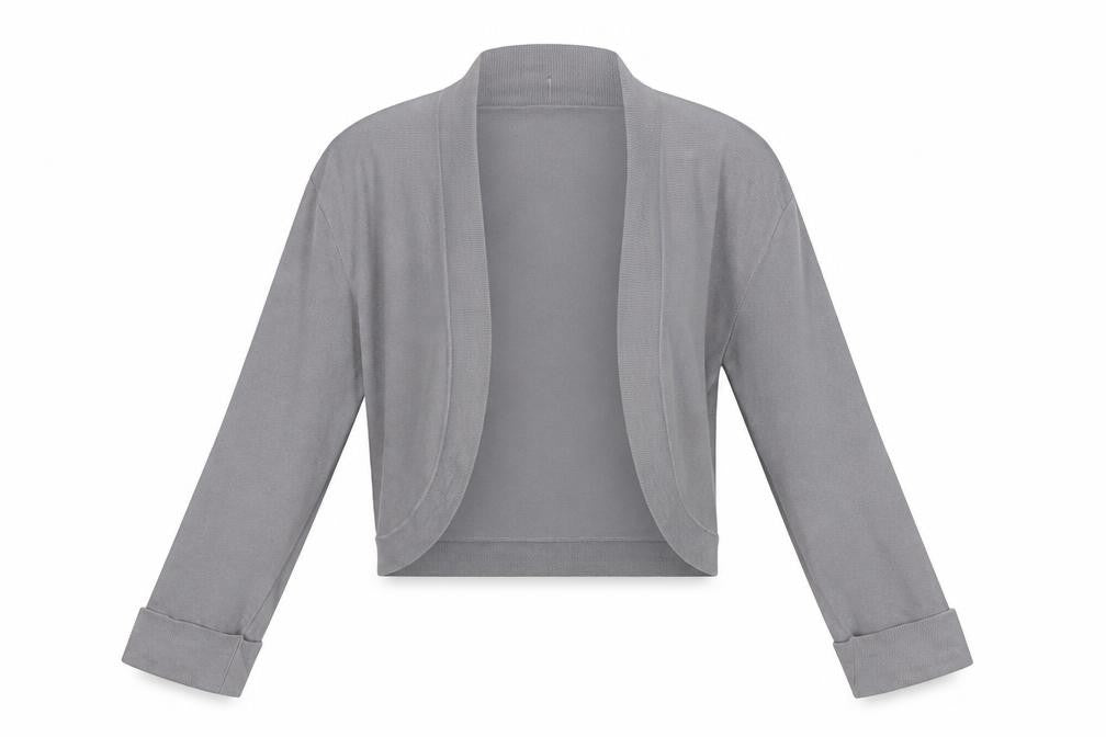 Front view of Phase Eight Women’s Grey Knit Shrug Cardigan, size UK 12