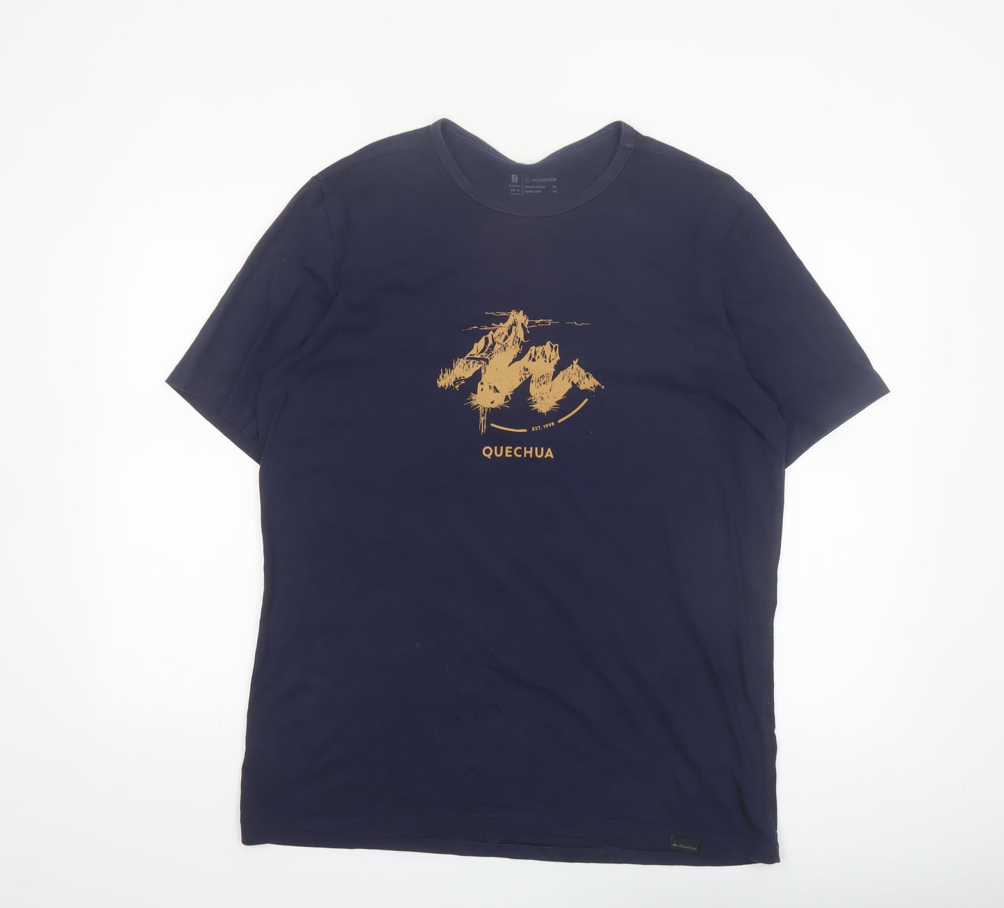 Quechua Men's Navy Blue Graphic Mountain Print T-Shirt XL