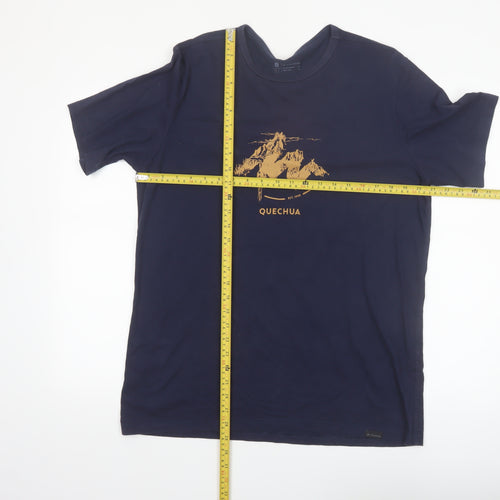 Quechua Men's Navy Blue Graphic Mountain Print T-Shirt XL