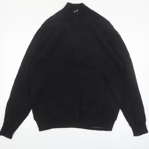 Marks and Spencer Blue Harbour Men's Black Full Zip Cotton Jumper L