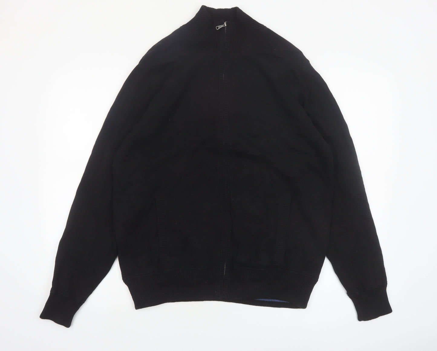 Marks and Spencer Blue Harbour Men's Black Full Zip Cotton Jumper L