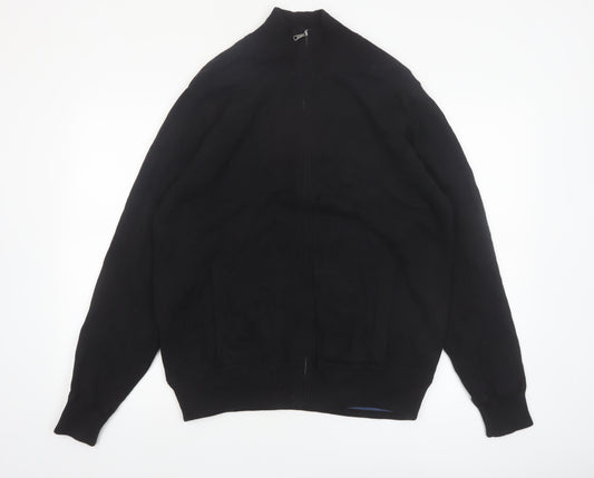 Marks and Spencer Blue Harbour Men's Black Full Zip Cotton Jumper L