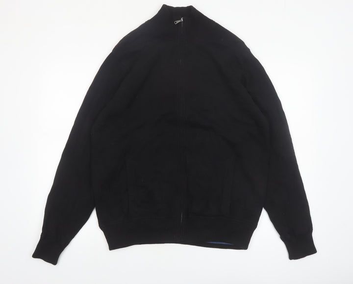Marks and Spencer Blue Harbour Men's Black Full Zip Cotton Jumper L