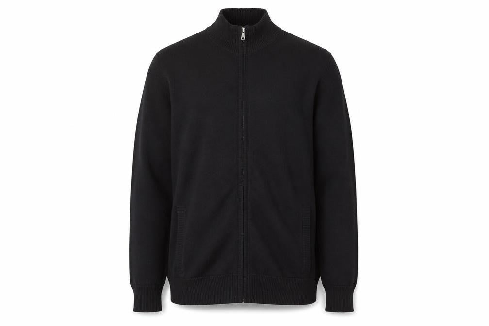 Marks and Spencer Blue Harbour Men's Black Full Zip Cotton Jumper L