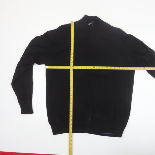 Marks and Spencer Blue Harbour Men's Black Full Zip Cotton Jumper L