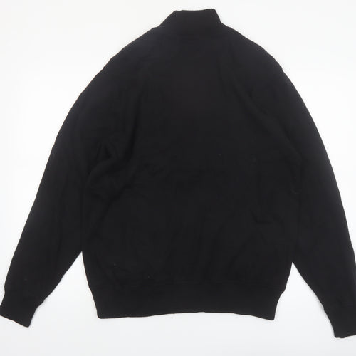 Marks and Spencer Blue Harbour Men's Black Full Zip Cotton Jumper L