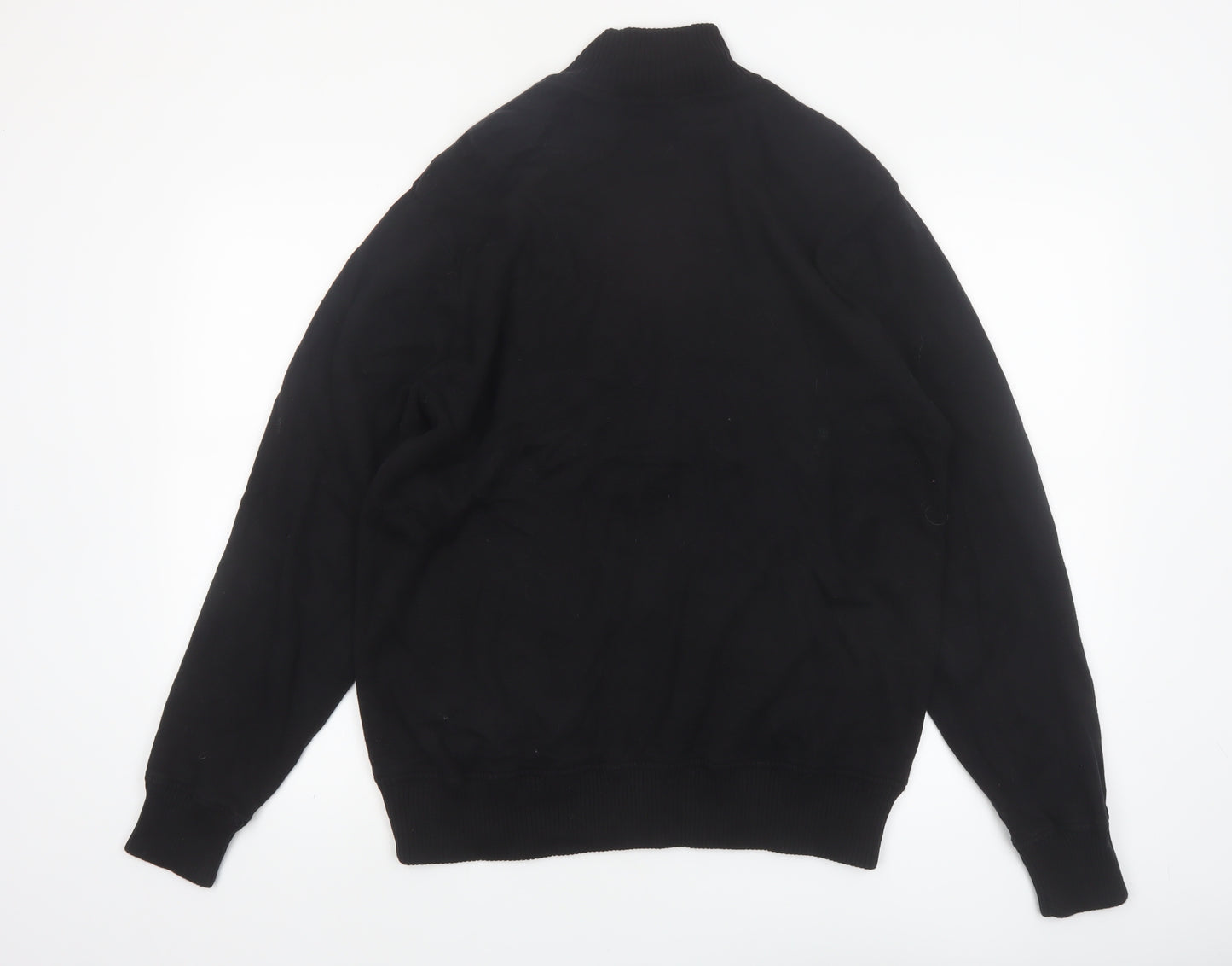 Marks and Spencer Blue Harbour Men's Black Full Zip Cotton Jumper L