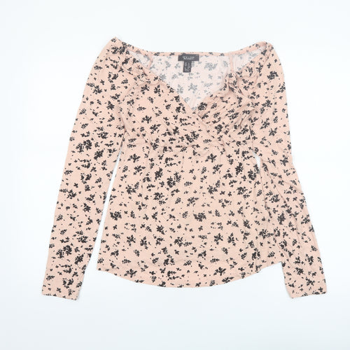 New Look Maternity Beige Floral Wrap Long Sleeve Top UK 8