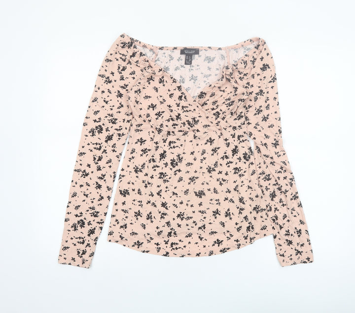New Look Maternity Beige Floral Wrap Long Sleeve Top UK 8