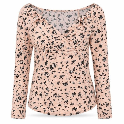 New Look Maternity Beige Floral Wrap Long Sleeve Top UK 8