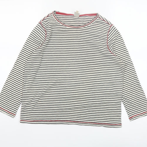 Seen Worn Kept Women's White Striped Long Sleeve Cotton T-Shirt UK 10