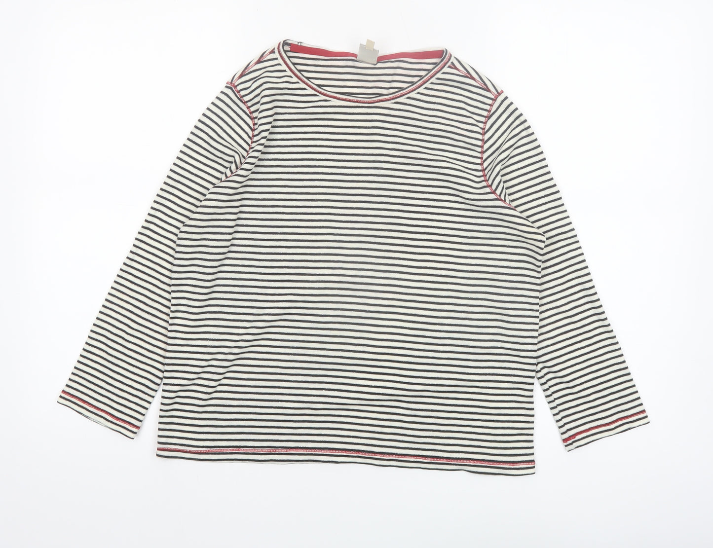 Seen Worn Kept Women's White Striped Long Sleeve Cotton T-Shirt UK 10