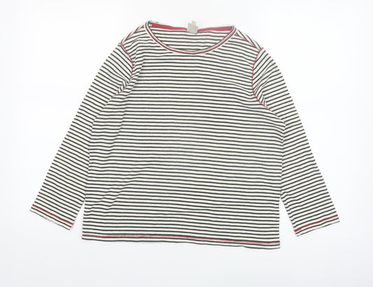 Seen Worn Kept Women's White Striped Long Sleeve Cotton T-Shirt UK 10