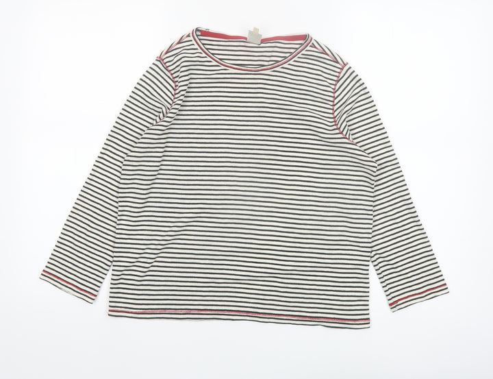 Seen Worn Kept Women's White Striped Long Sleeve Cotton T-Shirt UK 10
