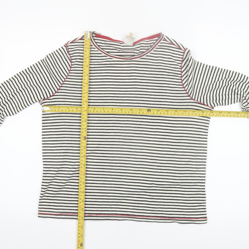 Seen Worn Kept Women's White Striped Long Sleeve Cotton T-Shirt UK 10